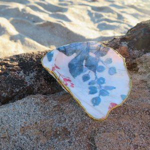 Autumn Forest Oyster Shell Decoupage Trinket Dish Handmade